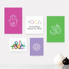 Kit 5 Placas Decorativas - Yoga Meditação Studio Casa Quarto Sala - 080ktpl5