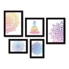 Kit Com 5 Quadros Decorativos - Yoga Mandalas Studio - 081kq01 na internet
