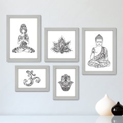 Kit Com 5 Quadros Decorativos - Yoga Elementos Studio - 082kq01 - comprar online