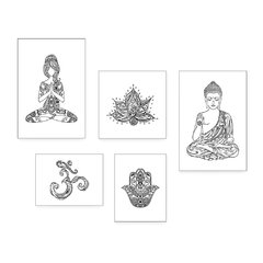 Kit 5 Placas Decorativas - Yoga Elementos Studio Casa Quarto Sala - 082ktpl5 - comprar online