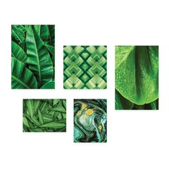 Kit 5 Placas Decorativas - Folhas Natureza Verde Casa Quarto Sala - 085ktpl5 - comprar online