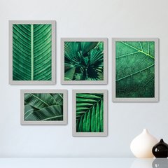 Kit Com 5 Quadros Decorativos - Folhas Natureza Verde - 087kq01 - comprar online