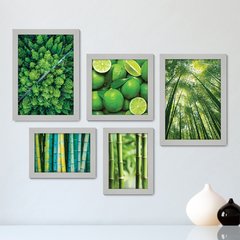 Kit Com 5 Quadros Decorativos - Natureza Floresta Verde Bambu - 088kq01 - comprar online