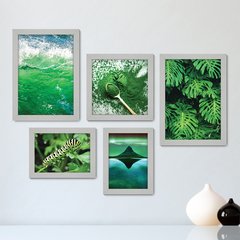 Kit Com 5 Quadros Decorativos - Paisagem Natureza Verde Folhas - 089kq01 - comprar online