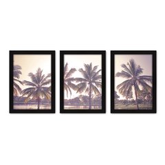 Kit Com 3 Quadros - Coqueiros Folhas Paisagem - 089kq02p - comprar online