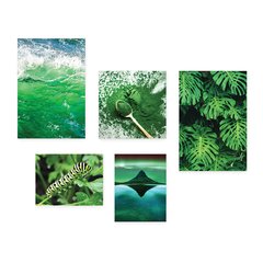 Kit 5 Placas Decorativas - Paisagem Natureza Verde Folhas Casa Quarto Sala - 089ktpl5 - comprar online