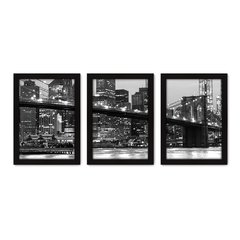 Kit Com 3 Quadros - New York Ponte Cidade - 093kq02p - comprar online