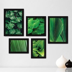 Kit Com 5 Quadros Decorativos - Folhas Natureza Folhagem - 094kq01