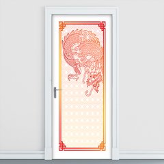 Adesivo Decorativo de Porta - Dragão - Vermelho - 095cnpt