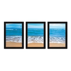 Kit Com 3 Quadros - Praia Mar Onda - 096kq02p - comprar online