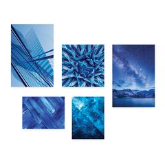 Kit 5 Placas Decorativas - Azul Paisagem Urbano Tinta Casa Quarto Sala - 098ktpl5 - comprar online
