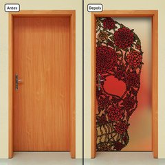 Adesivo Decorativo de Porta - Caveira - Vermelha - 100cnpt - comprar online
