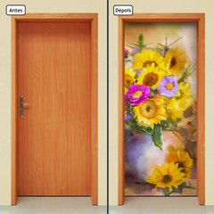 Adesivo Decorativo de Porta - Pintura - Flores - 1011cnpt - comprar online