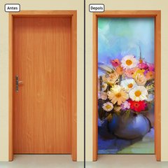 Adesivo Decorativo de Porta - Pintura - Flores - 1013cnpt - comprar online