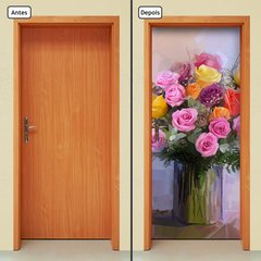 Adesivo Decorativo de Porta - Pintura - Flores - 1015cnpt - comprar online