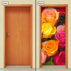 Adesivo Decorativo de Porta - Flor - Rosa - 1018cnpt - comprar online