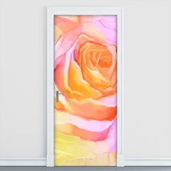 Adesivo Decorativo de Porta - Flor - Rosa - 1019cnpt