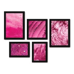 Kit Com 5 Quadros Decorativos - Rosa Urbano Abstrato - 101kq01 na internet