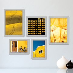 Kit Com 5 Quadros Decorativos - Paisagem Campo Amarelo Bicicleta - 103kq01 - comprar online