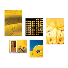 Kit 5 Placas Decorativas - Paisagem Campo Amarelo Bicicleta Casa Quarto Sala - 103ktpl5 - comprar online