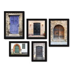 Kit Com 5 Quadros Decorativos - Portas Mundo Cores - 104kq01 - Allodi