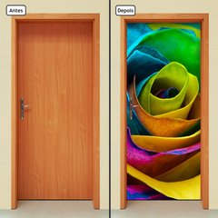 Adesivo Decorativo de Porta - Rosa Colorida - 1059cnpt - comprar online