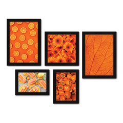 Kit Com 5 Quadros Decorativos - Laranja Sorvete Pimentão Folha - 107kq01 na internet