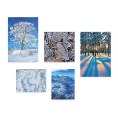 Kit 5 Placas Decorativas - Inverno Montanhas Paisagem Folhas Casa Quarto Sala - 109ktpl5 - comprar online