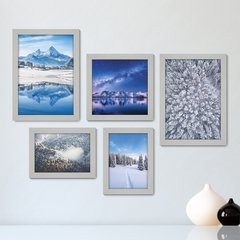 Kit Com 5 Quadros Decorativos - Inverno Montanhas Paisagem Árvores - 110kq01 - comprar online