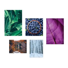 Kit 5 Placas Decorativas - Folhas Paisagem Inverno Cor Casa Quarto Sala - 111ktpl5 - comprar online