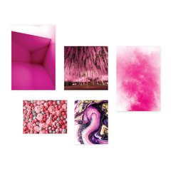 Kit 5 Placas Decorativas - Rosa Doces Nuvem Folhagem Casa Quarto Sala - 112ktpl5 - comprar online