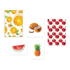 Kit 5 Placas Decorativas - Cozinha Frutas Laranja Cereja Casa Quarto Sala - 114ktpl5 - comprar online