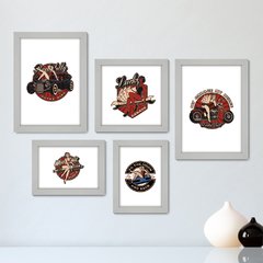 Kit Com 5 Quadros Decorativos - Garage Pin Up Vintage - 116kq01 - comprar online