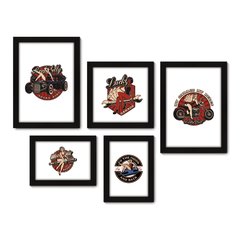 Kit Com 5 Quadros Decorativos - Garage Pin Up Vintage - 116kq01 na internet