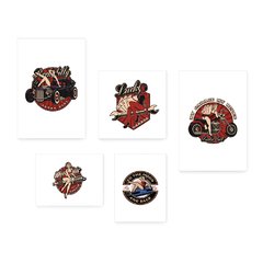 Kit 5 Placas Decorativas - Garage Pin Up Vintage Casa Quarto Sala - 116ktpl5 - comprar online