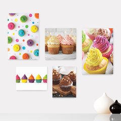 Kit 5 Placas Decorativas - Cupcake Doceria Lanchonete Cozinha Casa Quarto Sala - 117ktpl5