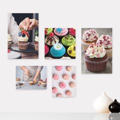 Kit 5 Placas Decorativas - Cupcake Doceria Lanchonete Cozinha Casa Quarto Sala - 118ktpl5