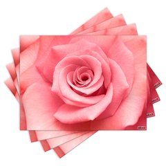 Jogo Americano com 4 peças - Rosa - Flor - 1192Jo