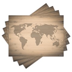 Jogo Americano com 4 peças - Mapa Mundi - Mundo - 1193Jo