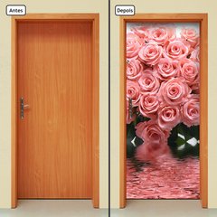 Adesivo Decorativo de Porta - Flores - Rosa - 1197cnpt - comprar online