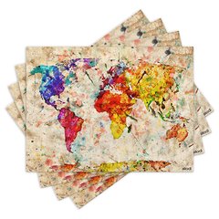 Jogo Americano com 4 peças - Mapa Mundi - Mundo - 1207Jo
