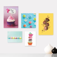 Kit 5 Placas Decorativas - Cupcake Doceria Lanchonete Cozinha Casa Quarto Sala - 120ktpl5