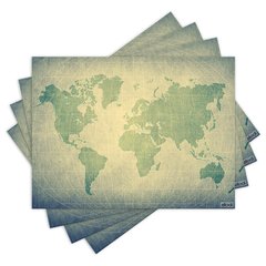 Jogo Americano com 4 peças - Mapa Mundi - Mundo - 1212Jo