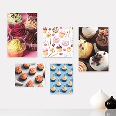 Kit 5 Placas Decorativas - Cupcake Doceria Lanchonete Cozinha Casa Quarto Sala - 121ktpl5
