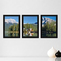 Kit Com 3 Quadros - Árvores Montanha Paisagem - 124kq02p