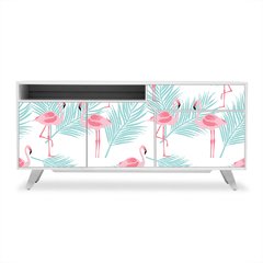Adesivo de Revestimento Móveis - Flamingos - Folhas - 124rev