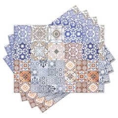 Jogo Americano com 4 peças - Azulejos - Abstrato - Mandalas - 1254Jo