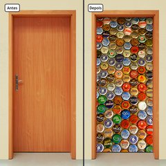 Adesivo Decorativo de Porta - Tampas de Garrafas - Cerveja - 126cnpt - comprar online