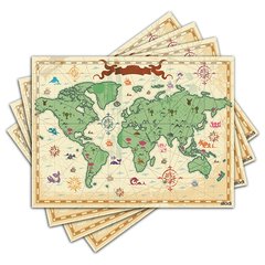 Jogo Americano - Mapa Antigo com 4 peças - 127Jo