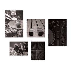 Kit 5 Placas Decorativas - Música Studio Gravação Casa Quarto Sala - 127ktpl5 - comprar online